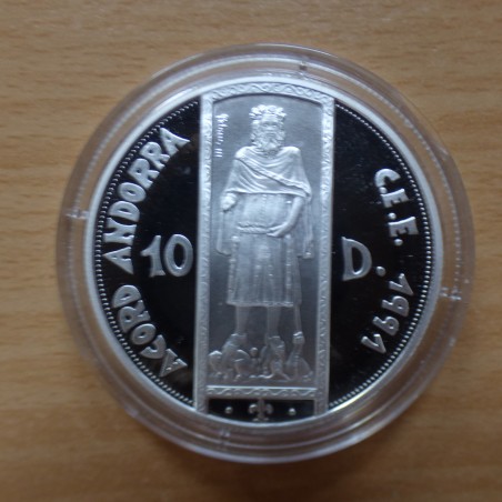 Andorra 10 Diners 1994 Petrus III PROOF silver 92.5% (31.47 g)