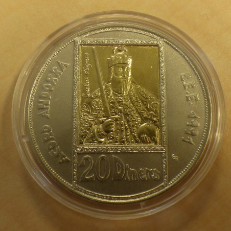 Andorra 20 Diners 1992 Carolus Magnus 1991 silver 92.5% (26g) with 1.37g gold insert