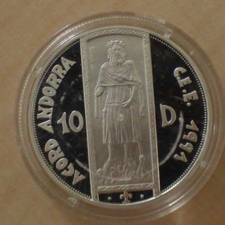 Andorre 10 Diners 1994 Petrus III PROOF argent 92.5% (31.47 g)