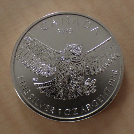 Canada 5$ Oiseaux de proie Grande Chouette 2015 en argent 99.99% 1 oz