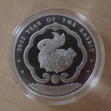 Bhoutan 200 Nu 2023 Année du Lapin en argent 99.9% 1 oz