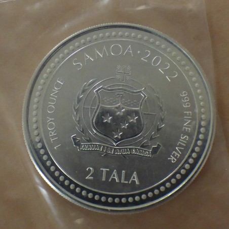 Samoa 2 Tala 2022 Dragon de Mer en argent 99.9% 1 oz