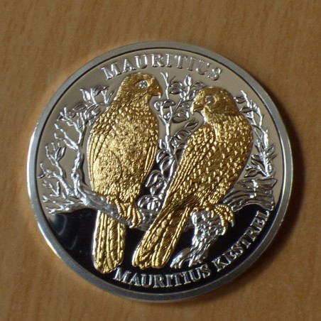 Liberia 10$ 2006 Crécerelle de Maurice PROOF doré argent 99.9% (20 g)