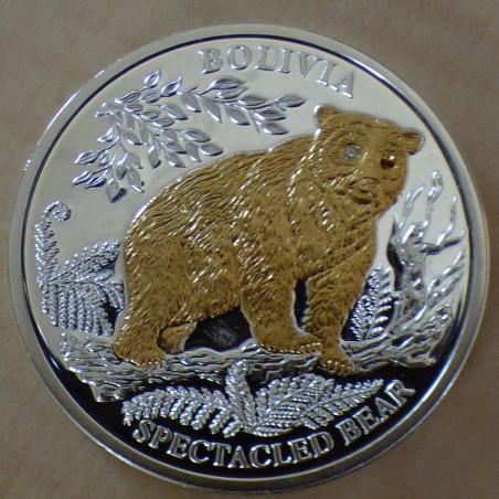 Liberia 10$ 2006 Ours de Bolivie PROOF doré argent 99.9% (20 g)
