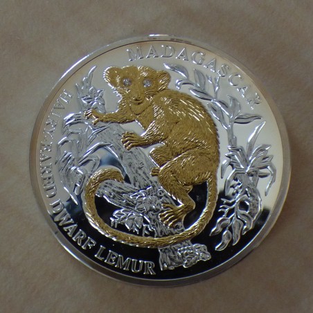 Liberia 10$ 2006 Lémurien de Madagascar PROOF doré argent 99.9% (20 g)