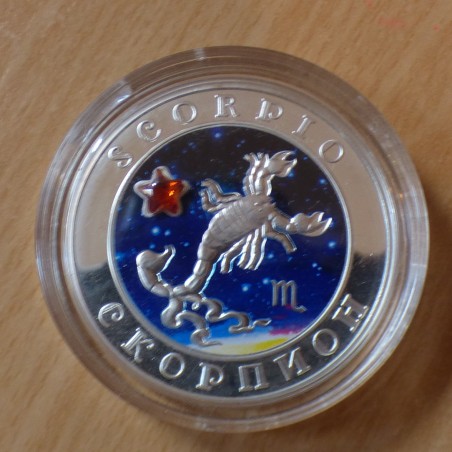Armenie 100 DRAM 2008 Scorpion Zodiaque coloré PROOF en argent 99.9% 1 oz