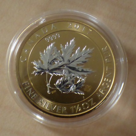 Canada 8$ Multi Leaf 2017 reverse gilded silver 99.99% 1.5 oz