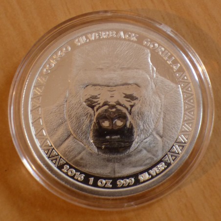 Congo 5000 CFA Gorille Silverback 2016 argent 99.9% 1 oz