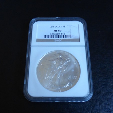 US 1$ Silver Eagle 1993 MS69 argent 99.9% 1 oz