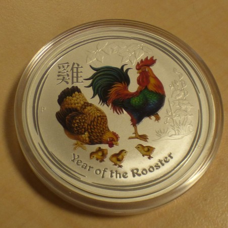 Australie 50 cents Année du coq 2017 coloré argent 99.9% 1/2 oz