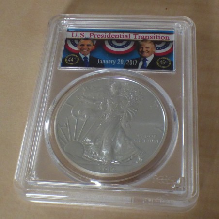 US 1$ Silver Eagle 2017 MS70 (PCGS) US Presidential Transition 1 oz argent 99.9%