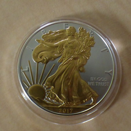 US 1$ Silver Eagle 2017 argent 99.9% 1 oz doré