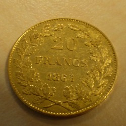Belgique 20 francs 1865...