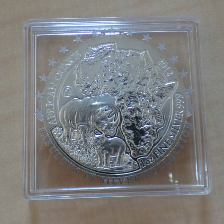Rwanda 50 Amafaranga 2012 Rhino privy f15 silver 99.9% 1 oz