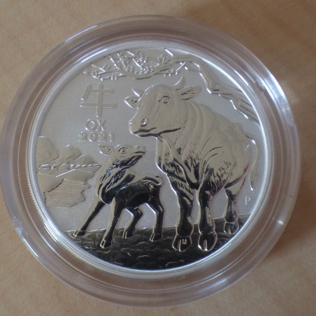 Australie 2$ Année du Boeuf 2021 en argent 99.9% 2 oz