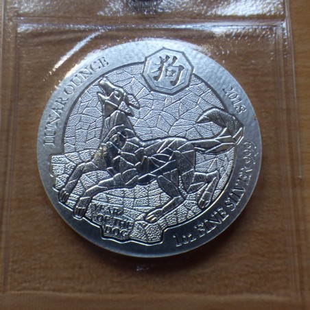 Rwanda 50 Amafaranga 2018 Year of the Dog silver 99.9% 1 oz