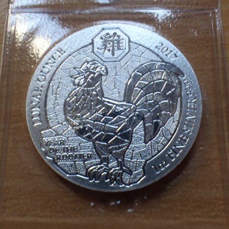 Rwanda 50 Amafaranga 2017 Year of the Rooster silver 99.9% 1 oz