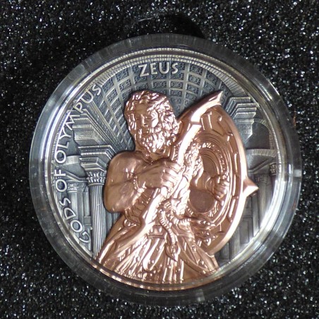 Niue 5$ "Olympus Gods" ZEUS 2017 rose gilded silver 99.9% 2 oz