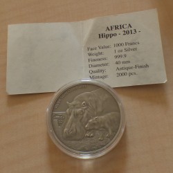 Congo 1000 CFA Hippopotame...