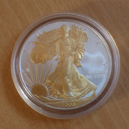 US 1$ Silver Eagle 2008 doré argent 99.9% 1 oz