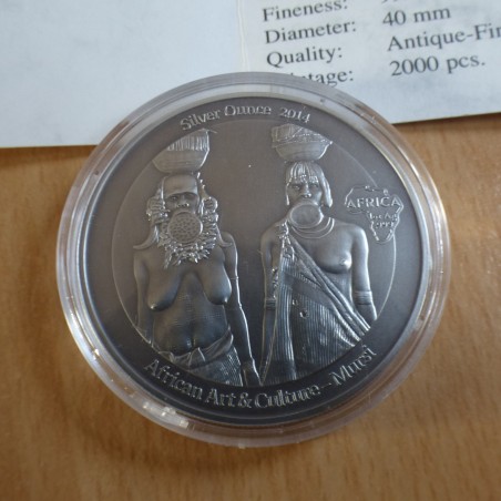 Congo 1000 CFA MURSI 2014 antique finish en argent 99.9% 1 oz+CoA