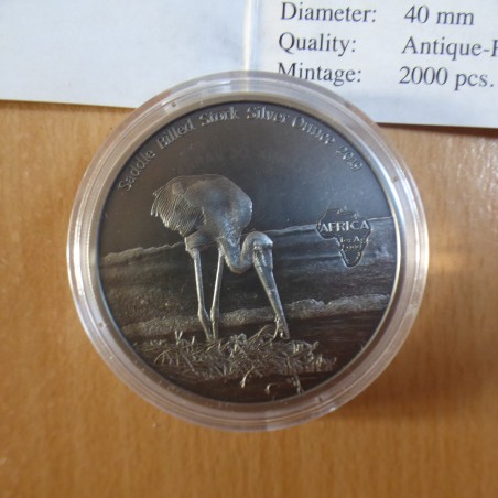 Congo 1000 CFA Jabiru 2019 antique finish argent 99.9% 1 oz + CoA
