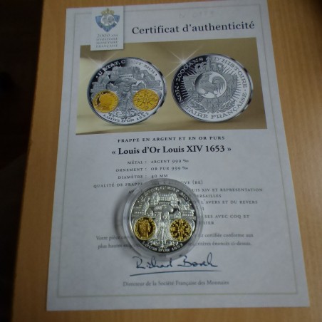 Médaille 2000 ans d'Histoire 1653 "L'Etat c'est moi" dorée en argent 99.9% 20g + CoA