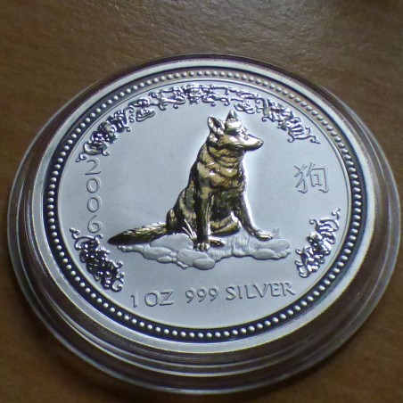 Australie 1$ Lunar 1 Année du chien doré 2006 argent 99.9% 1 oz