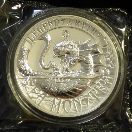 Solomon Islands 5$ 2017 Legends and Myths “Sea Monster” reverse PROOF silver 99.9% (2 oz)