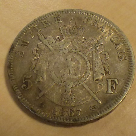 France 5 Francs 1867-A Napoleon III silver 90% (25g)