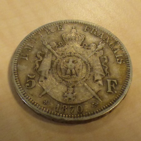 France 5 Francs 1870-BB Napoleon III en argent 90% (25g)