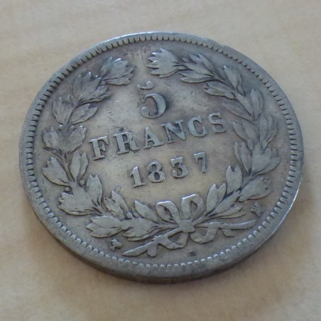 France 5 Francs 1837-MA Louis Philippe en argent 90% (25g)