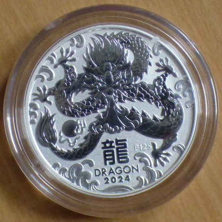 Australie 2$ Année du Dragon 2024 argent 99.9% 2 oz Lunar III