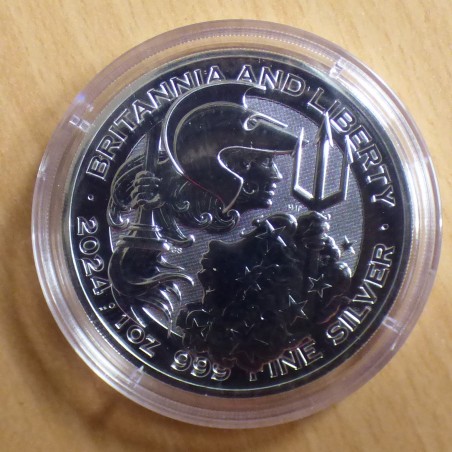 UK 2£ Britannia & Liberty 2024 en argent 99.9% 1 oz