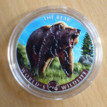 Congo 20 Francs Bear 2022 colored silver 99.9% 1 oz