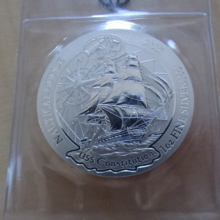 Rwanda 50 Amafaranga 2022 Nautical USS Constitution en argent 99.9% 1 oz