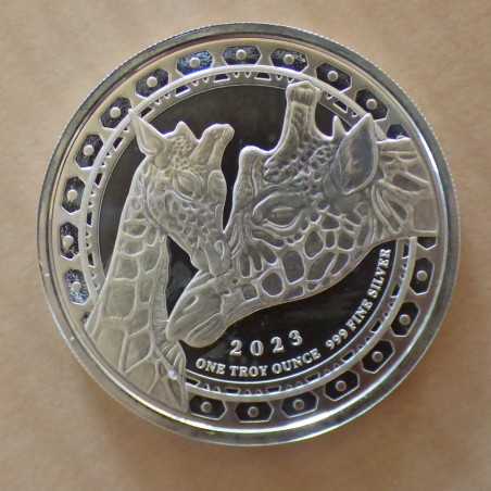 Guinée Equatoriale 1000 CFA 2023 Girafe en argent 99.9% 1 oz