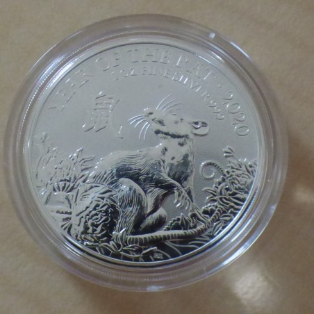UK 2£ 2020 LUNAR Année de la souris / Rat en argent 99.9% 1 oz