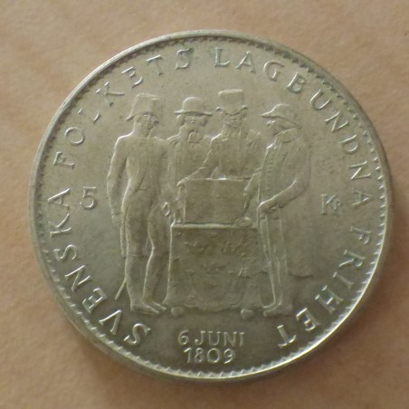 Suède 5 Kronor 1959 Gustav VI Adolf argent 40% (18g) SUP