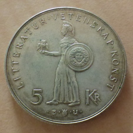 Suède 5 Kronor 1962 Gustav VI Adolf argent 40% (18g) SUP