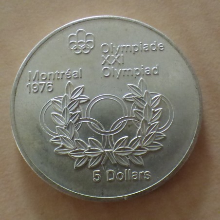 Canada 5$ 1974 JO Montreal 1976 Anneaux Olympiques en argent 92.5% (24.3 g)