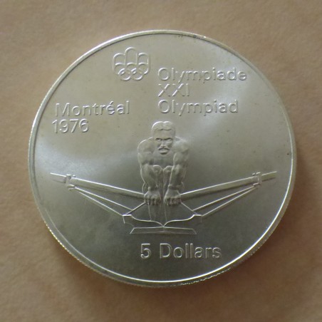 Canada 5$ 1974 JO Montreal 1976 AVIRON en argent 92.5% (24.3 g)