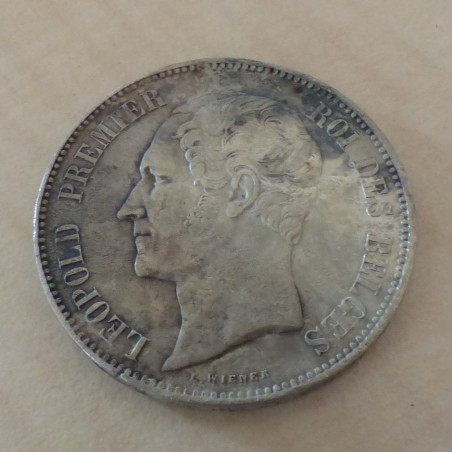 Belgique 5 francs 1850 Leopold I argent 90% (25 g) TTB