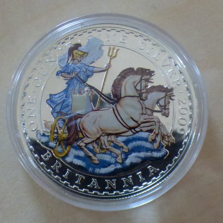 UK 2£ Britannia 2009 colorée en argent 95.8% 1 oz