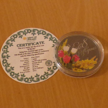 Niue 1$ 2012 8 March Women Rights Day antique finish silver 99.9% (28.28 g)