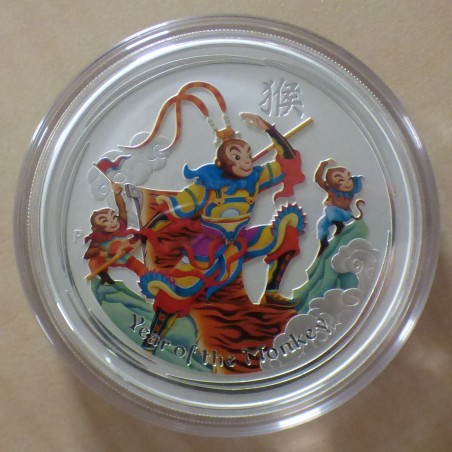 Australie 8$ Année du singe KING 2016 coloré argent 99.9% 5 oz