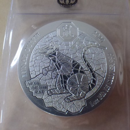 Rwanda 50 Amafaranga 2020 Year of the Rat / Mouse silver 99.9% 1 oz