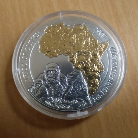 Rwanda 50 AMF Gorilla 2008 gilded silver 99.9% 1 oz
