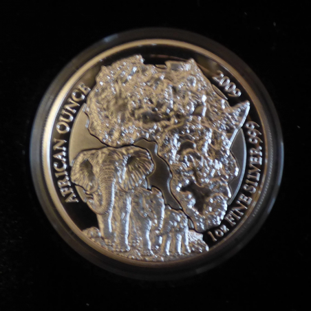 Rwanda 50 Amafaranga 2009 Elephant PROOF silver 99.9% 1 oz