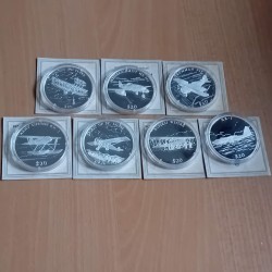 Lot of 7 coins Liberia 20$...